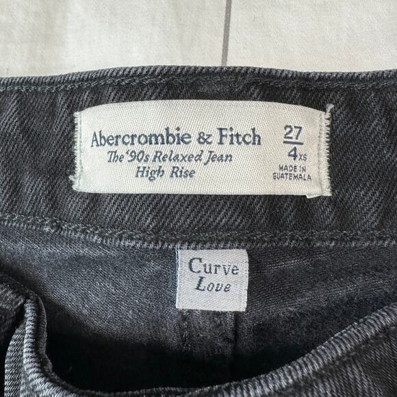 Abercrombie & Fitch Jeans Womens 27 Extra Short Black 90s Relaxed Curve Love New - Picture 4 of 11